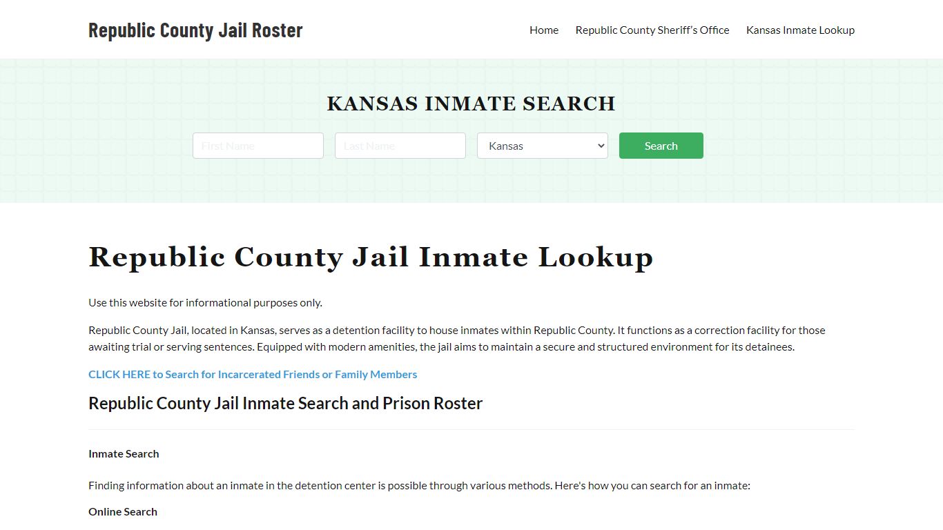 Republic County Jail Roster Lookup, KS, Inmate Search