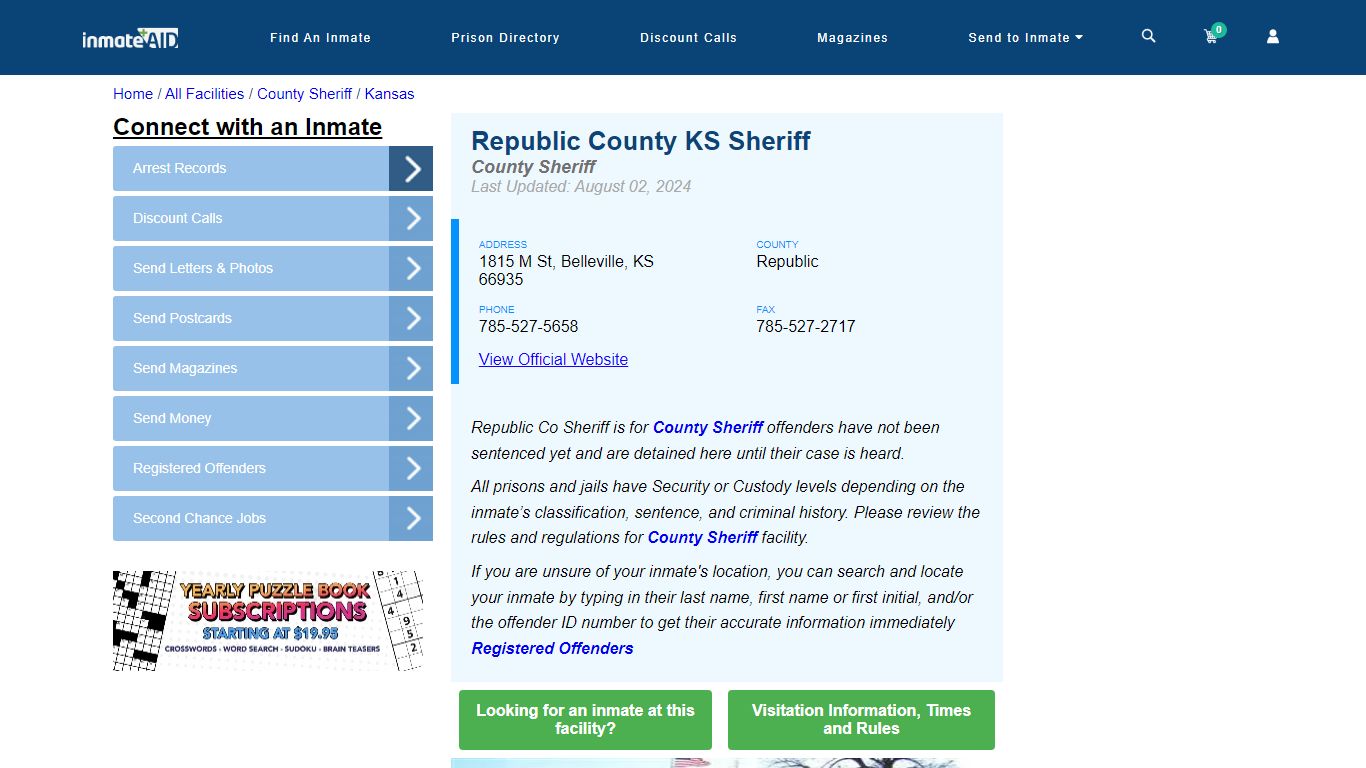 Republic County KS Sheriff & Arrest Search - InmateAid