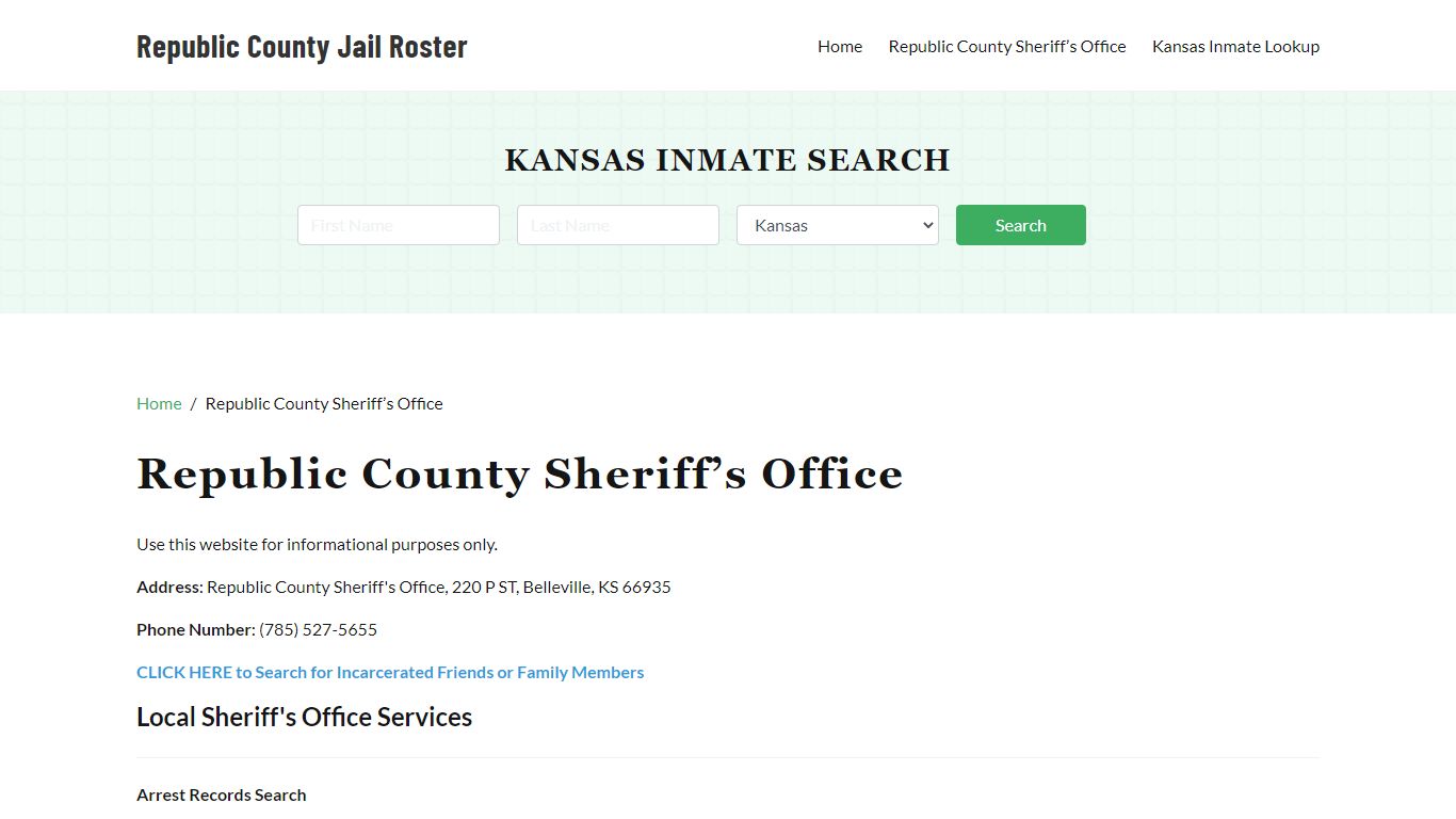 Republic County Sheriff Office, KS, Arrest Warrants Search